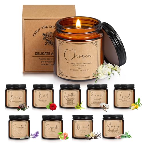 Lewtemi 10 Jars Christian Candles Gift Bulk, Brown, Elegant - color: Brown, style: Elegant