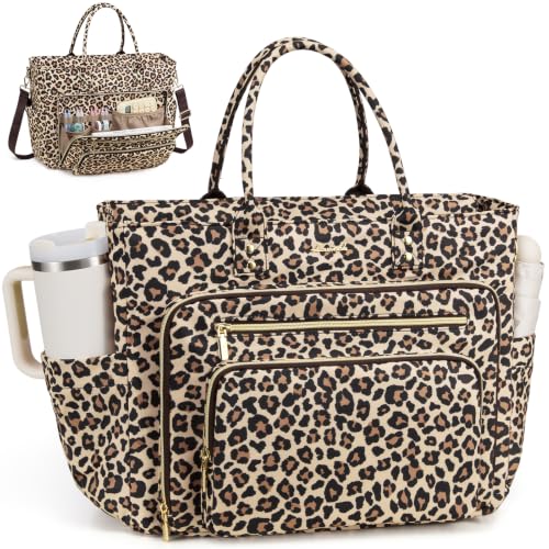 LOVEVOOK Teacher Tote Bag for Women Work, 15.6" Nurse Laptop Tote Bag - color: Cheetah Print-black, size: 15.6 Inch