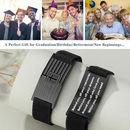 AryaHozel American Flag Cross Bracelet, Christian Gifts for Men Boys - style: Behind You
