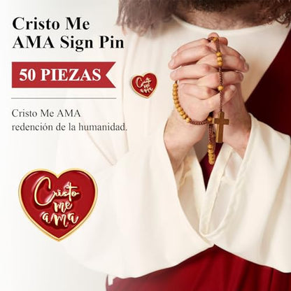 Tondiamo 50 Pcs Christian Jesus Loves You Pins Gifts - style: Spanish Style