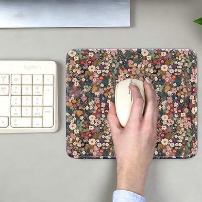 Mouse Pad for Desk with Stitched Edge, Premium Cute Washable Mouse Pads. Computer Mousepad with Non-Slip Rubber Base, Mousepads for Laptop, 9.25x7.75x0.12 inch (Flower Fantasy) - color: Flower Fantasy