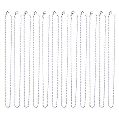 Outus 12 Pack Iron DIY Chain Necklaces Gift Silver Plated Necklace Chain with Lobster Clasp Link for Jewelry Making Supplies(20 Inch) - size: 20 Inch