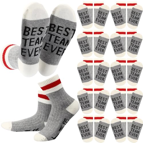 Glitopper 12 Pairs Best Team Ever Gift Socks Bulk - color: Grey, style: Team