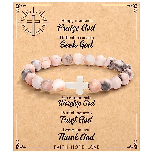 Christian Grandparents - Day Gifts for Women, Religious Cross Bracelet - color: Happy-Pink