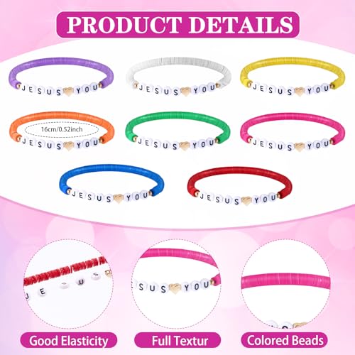 Equsion 48 Pcs Cross Necklaces Christian Religious Easter Party Favors Include 24 Plastic Crystal Cross Necklace DIY Craft Gifts with 24 Bracelet for Easter Vacation Bible Prize Favor(Jesus Loves You)