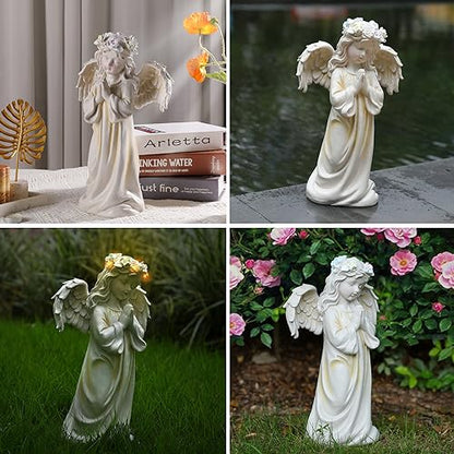 Angel Garden Statue, Memory Guardian Solar Decor with Warm Light - style: Praying Angel