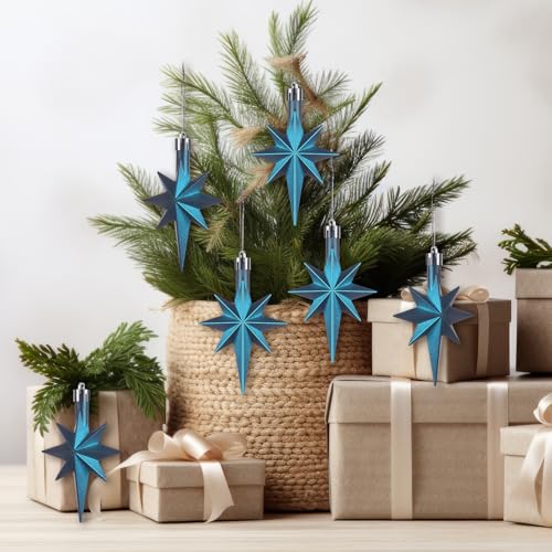 Syhood 12 Pack Navy Blue Bethlehem Star Ornaments Christmas Tree - color: Navy Blue