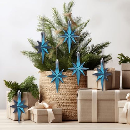 Syhood 12 Pack Navy Blue Bethlehem Star Ornaments Christmas Tree - color: Navy Blue