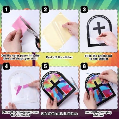 Motipuns 32 Sets Christian Crafts DIY Suncatcher Kit - style: Window