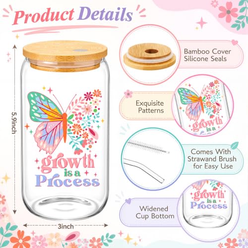 Skylety 36 Pcs Housekeeping Week Gifts Inspirational Floral Glass Cups Set - style: Cute Flower
