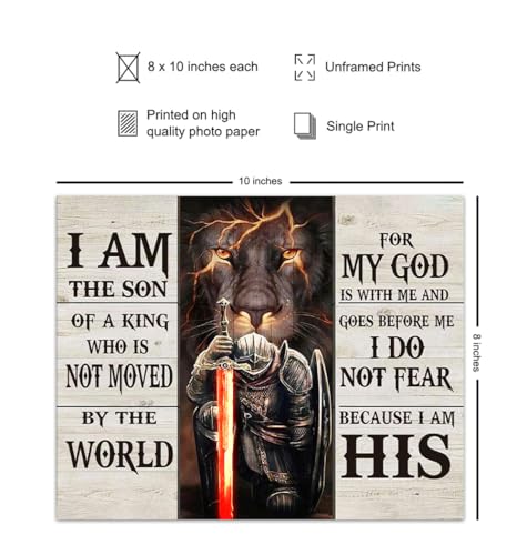 Christian Wall Decor Posters for Men - Jesus Christ Man cave Decor - masculine Christian Gifts - Bible Verse Scripture Wall Decor for Home Office - God Print for Men - Rustic Religious Wall Art - size: 8"L x 10"W
