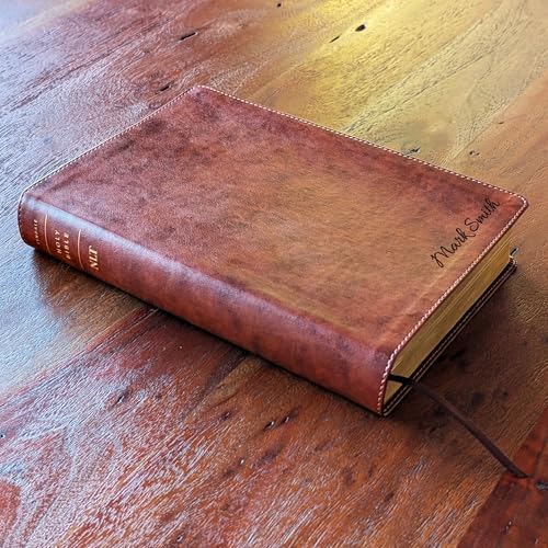 Personalized NLT Super Giant Print Bible – Brown LeatherLike | Filament Enabled | Custom Engraved Name | New Living Translation | 16-Point Super Giant Print | Red Letter | Smyth-Sewn Binding (Name Only)