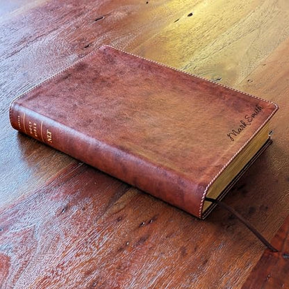 Personalized NLT Super Giant Print Bible – Brown LeatherLike | Filament Enabled | Custom Engraved Name | New Living Translation | 16-Point Super Giant Print | Red Letter | Smyth-Sewn Binding (Name Only)
