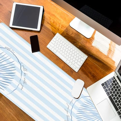 Beach Coastal Desk Mat Summer Blue Mouse Pad Large 31.5x11.8 - color: Blue Coastal Seashel, size: 31.5L x 11.8W inches