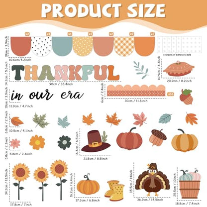 ojustbeok Fall Turkey Bulletin Board Set Thankful Era Classroom Decor - style: Thanksgiving Turkey
