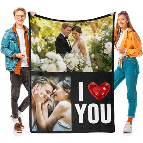 inkArts Custom Blanket with Photos, Personalized Photo Blankets Using My Own Photos, Customized Blankets with Pictures, Personalized Gifts for Women Men Baby Child - color: 2 Photos