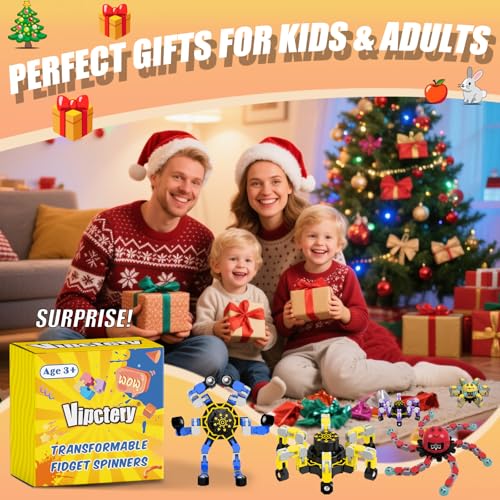 4Pcs Transformable Fidget Spinners for Kids Fidget Toys Teens Adults Quiet Airplane Road Trip Travel Activities Essential Autism ADHD Easter Basket Stuffers Gifts for Boys Girls Toddlers C - color: 4 Pcs - C - Robot