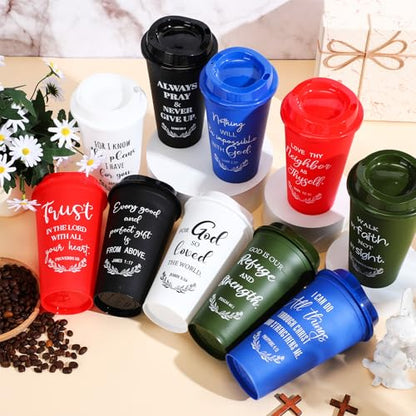 Skylety 20 Pack Christian Gifts Bulk 16oz Bible Verse Tumbler with Lids - color: Bold Color