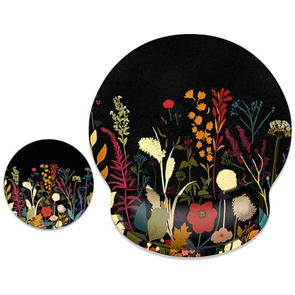 ITNRSIIET Ergonomic Mouse Pad with Wrist Support Wrist Rest Smooth Surface Non-Slip Rubber Base Comfortable Office Supplies Pain Relief, 9.8 x 9.1 inches, Pretty Flowers Plants - color: Pretty Flowers Plants