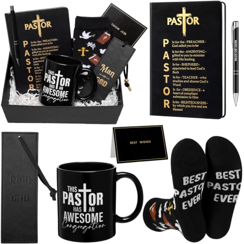 7 Pcs Pastor Appreciation Gifts for Men, Black - color: Black
