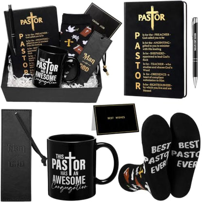 7 Pcs Pastor Appreciation Gifts for Men, Black - color: Black