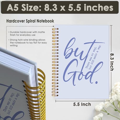 Wheatwin Bible Notebook, But God Christian Notebook Journal, Christian Gifts for Men Women, Inspirational Christian Hardcover Spiral Notebook 5.5x8.3 - Blue - color: But god - Blue