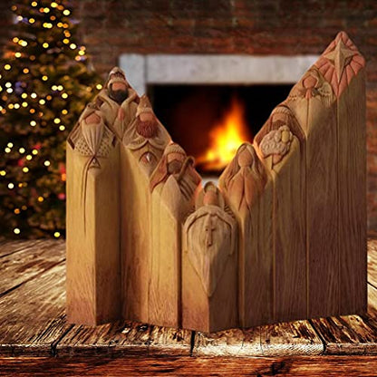 EMUKOEP Statue Heaven Nativity Tree Pillar Statue Craft Statues Desktop Ornament Home Office Restaurant Decoration