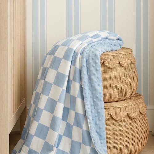 Fleece Baby Blankets for Girls & Boys, Infant Toddler Blanket - color: Checkered Blue