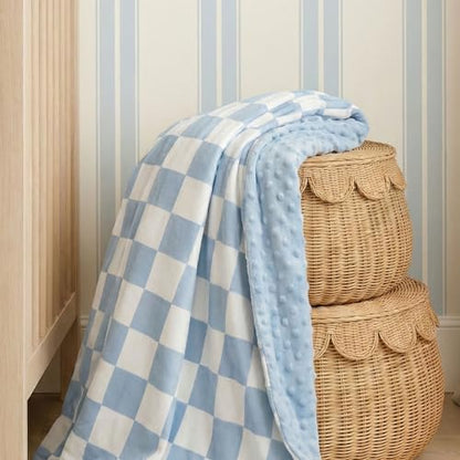 Fleece Baby Blankets for Girls & Boys, Infant Toddler Blanket - color: Checkered Blue