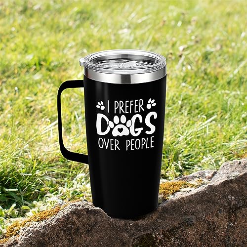 SANDJEST Funny Dog Tumbler with Handle 20oz Stainless Steel Insulated Coffee Travel Mug Cup Dogs Tumblers Dog Lovers Gifts for Men Women Birthday Christmas - color: Dog