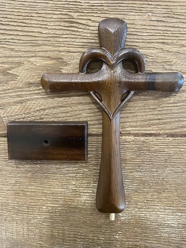 DAICAT - Hand-carved Wooden Cross Wall Decor, 10 Inch Tall Larger Cross for Home Decor, Cross Decor for Wall, Hand made Wood Crosses Wall and Table, Wedding Gifts for Couple (No 5)