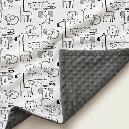 Fleece Baby Blankets for Girls & Boys, Infant Toddler Blanket - color: Gray Animals
