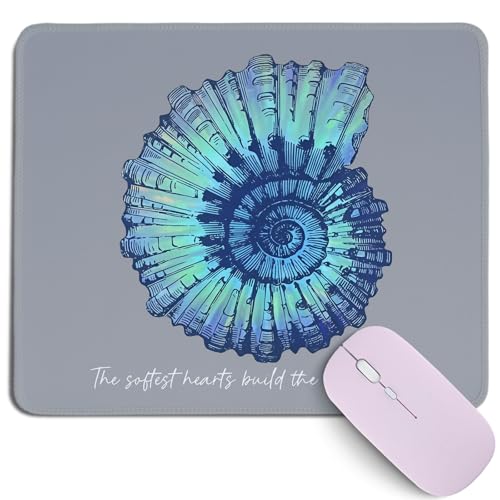 Vintage Blue Seashell Mouse Pad,Summer Ocean Mouse Pads,Coastal Shell Desk Mat for Home or Office Dorm Decor,Gift for Ocean Nature Enthusiasts,10.2x8.2Inch - color: Blue Conch