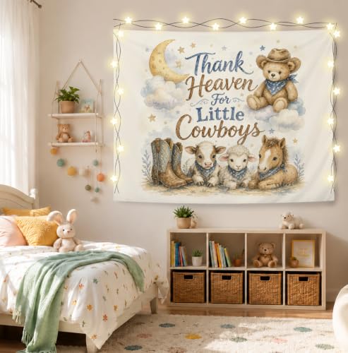 Elpwk Farmhouse Western Cowboy Nursery Tapestry Wall Decor 50x60 Inch - color: West cowboy