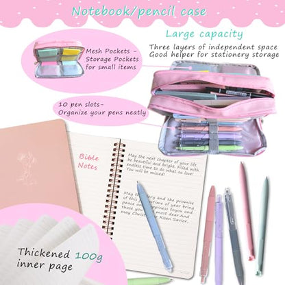 SHINYHARBOR 47PCs Pink Study Bible Journaling Kit for Women Teen Girl - color: Pink