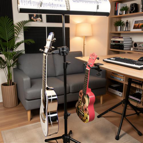 Ukulele Hanger, Ukulele/Mandolin/Banjo Holder Attachment for Microphone Stands,Ukulele Wall Mount Stand