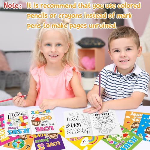24Pcs Jesus Loves You Coloring Books Religious DIY Color-in Pages - color: C-jesus Loves You