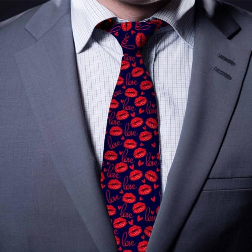 Men's Ties Novelty Tie Necktie for Men Teen Boys Multicolor Tie Party Holiday Thanksgiving Christmas - color: Sexy Red Lips
