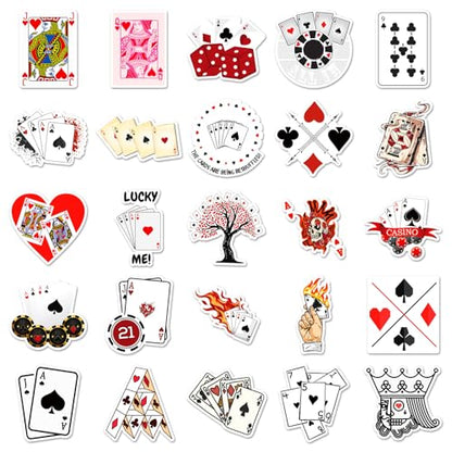 50PCS Poker Card Stickers, Waterproof Vinyl Decals, Casino Themed Stickers for Water Bottles, Laptops, Scrapbooking（Playing Cards） - color: Playing Cards
