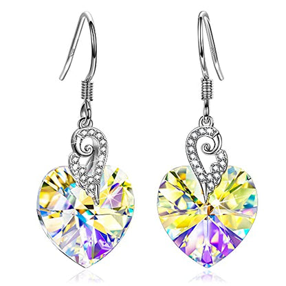 Kate Lynn Angel Wings 925 Sterling Silver Heart Earrings for Women - color: Crystal Aurore Boreale