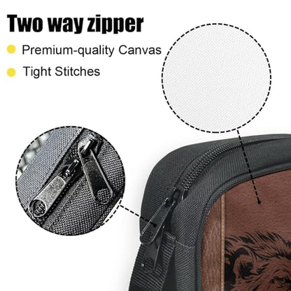 Lion Print Bible Case for Women Men,Brown Bible Holder Case Portable Canvas Church Bag - color: Lion-brown