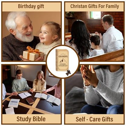 Grandpa Bible Verse Box, Personalized Name Keychain, 150 Color Coded Scripture Cards, Christian Gift for Grandpa, Gift Father's Day - color: Grandpa Bible