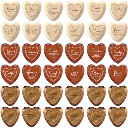 Geelin 36 Pcs Christian Gifts Bulk Wooden Hearts, Natural‌,Brown,Dark Brown - color: Natural‌,brown,dark Brown
