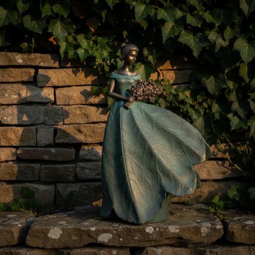 Guichifun Fairy Statue 22IN Leaf Angel Girls Resin Home Decoration - color: Green-flower, size: X-Large