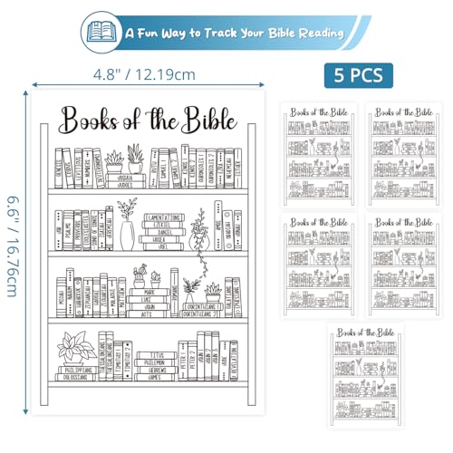 OCQOTAT Books of the Bible Tracker Sticker –Bible Books Shelf Coloring Page, Bible Reading Tracker, Customizable Dashboard Stickers for Scripture Study, Tracking,Bible Organization(Black) - color: Black Books of the Bible Stickers 5pcs