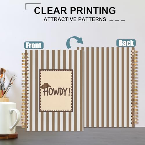 Howdy Western Spiral Notebook 5.5x8.3 - color: White Howdy Western Striped