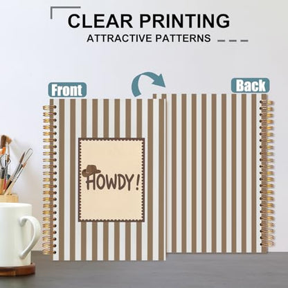 Howdy Western Spiral Notebook 5.5x8.3 - color: White Howdy Western Striped