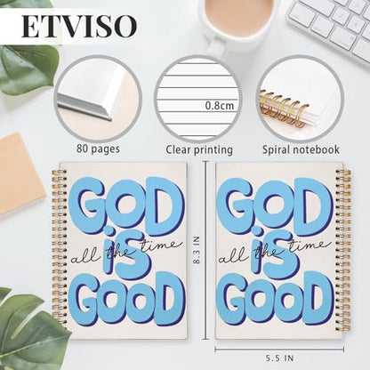 Blue Christian Notebook for Women, God is Good All the Time Bible Journaling, Prayer Journal for Woman, Church Notes Notebook, Scripture Hardcover Spiral Notebooks 5.5x8.3 Inch - color: 03-Bible-Blue