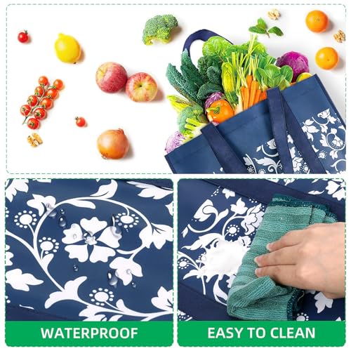 Reusable Grocery Bags Foldable Tote Bags Bulk Shopping Bags 4-Pack, Blue - color: Blue, size: 4-pack