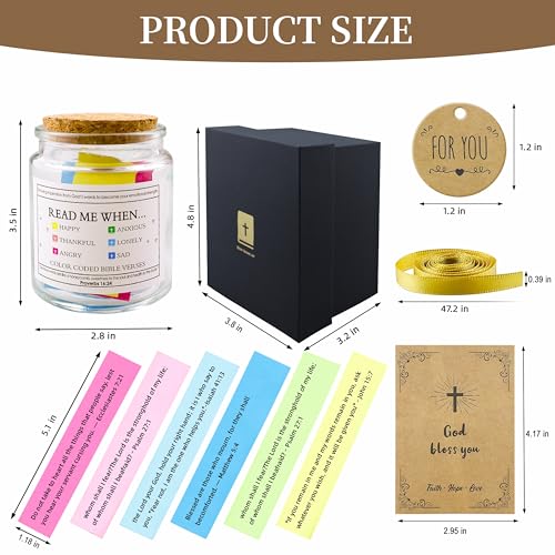 Bible Verse Jar, 108 Scripture Cards, Read Me When Christian Birthday Gifts for Women, Men, Mom, Graduation, Baptism Confirmation Gifts, Prayer Jar for Daily Encouragement & Bible Study